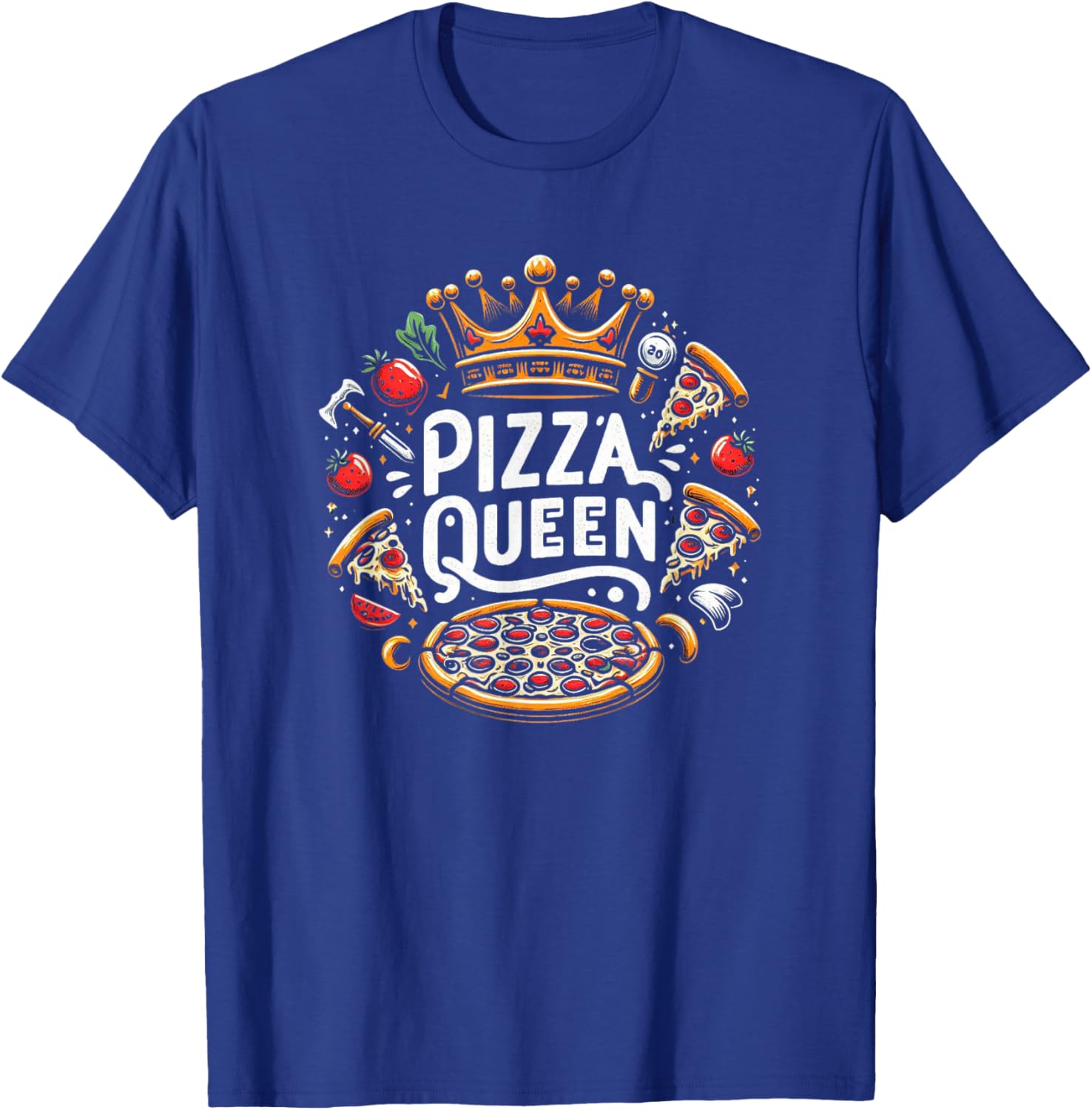 Funny Pizza Lover Foodie Pizza Women Pizza Queen T-Shirt - T-Shirt | Royal