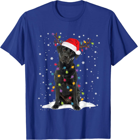 Black Lab Labrador Christmas Tree Reindeer Pajama Dog Xmas Men Women Kids T-Shirt - T-Shirt | Royal