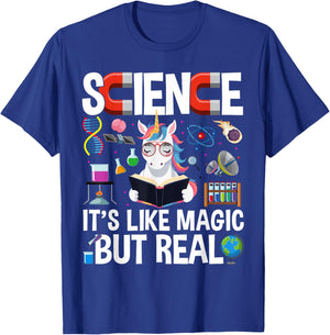 Funny Science Is Like Magic But Real Unicorn Funny Science T-Shirt - T-Shirt | Royal