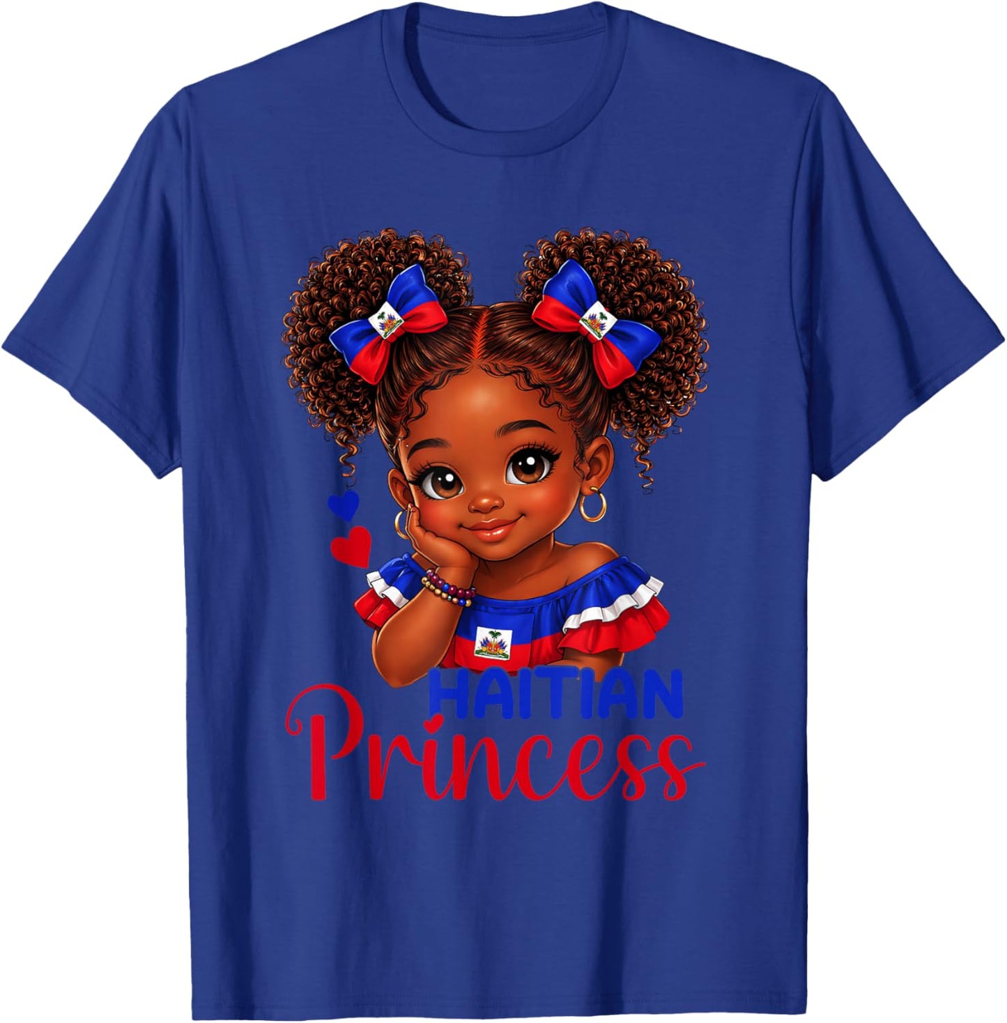 Haitian Princess Haiti Flag Melanin for Black Girls Kids T-Shirt - T-Shirt | Royal