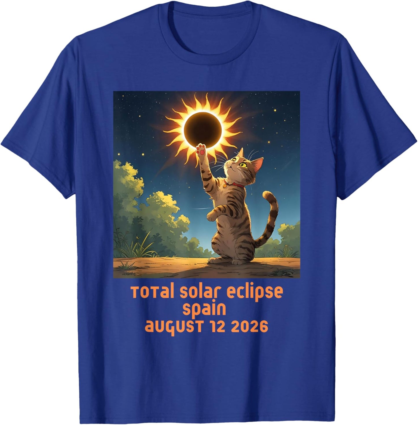 Total Solar Eclipse Cat Spain 2026 T-Shirt - T-Shirt | Royal