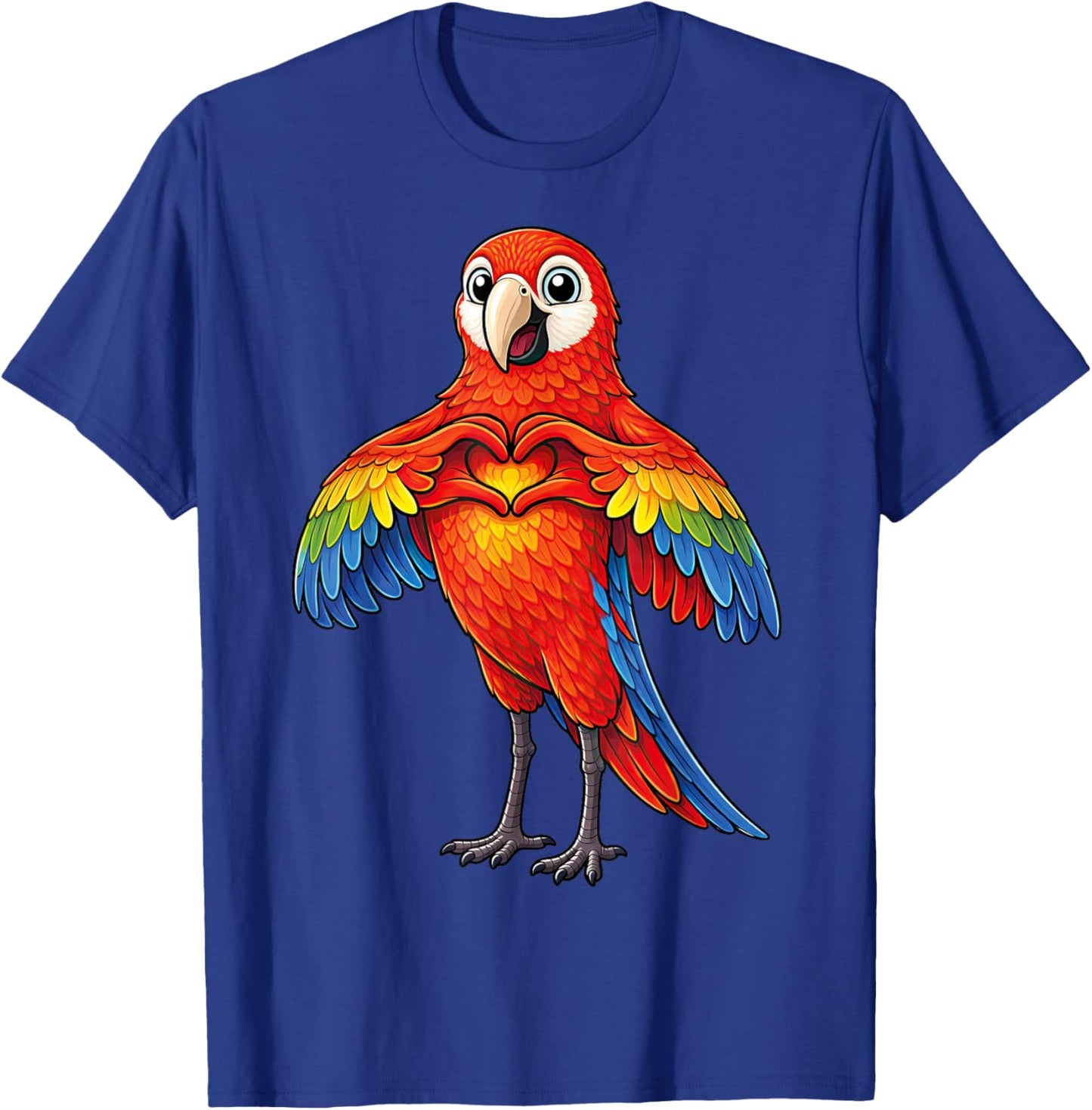 Parrot with Heart | Cute Macaw Parrot with Heart Symbol T-Shirt - T-Shirt | Royal
