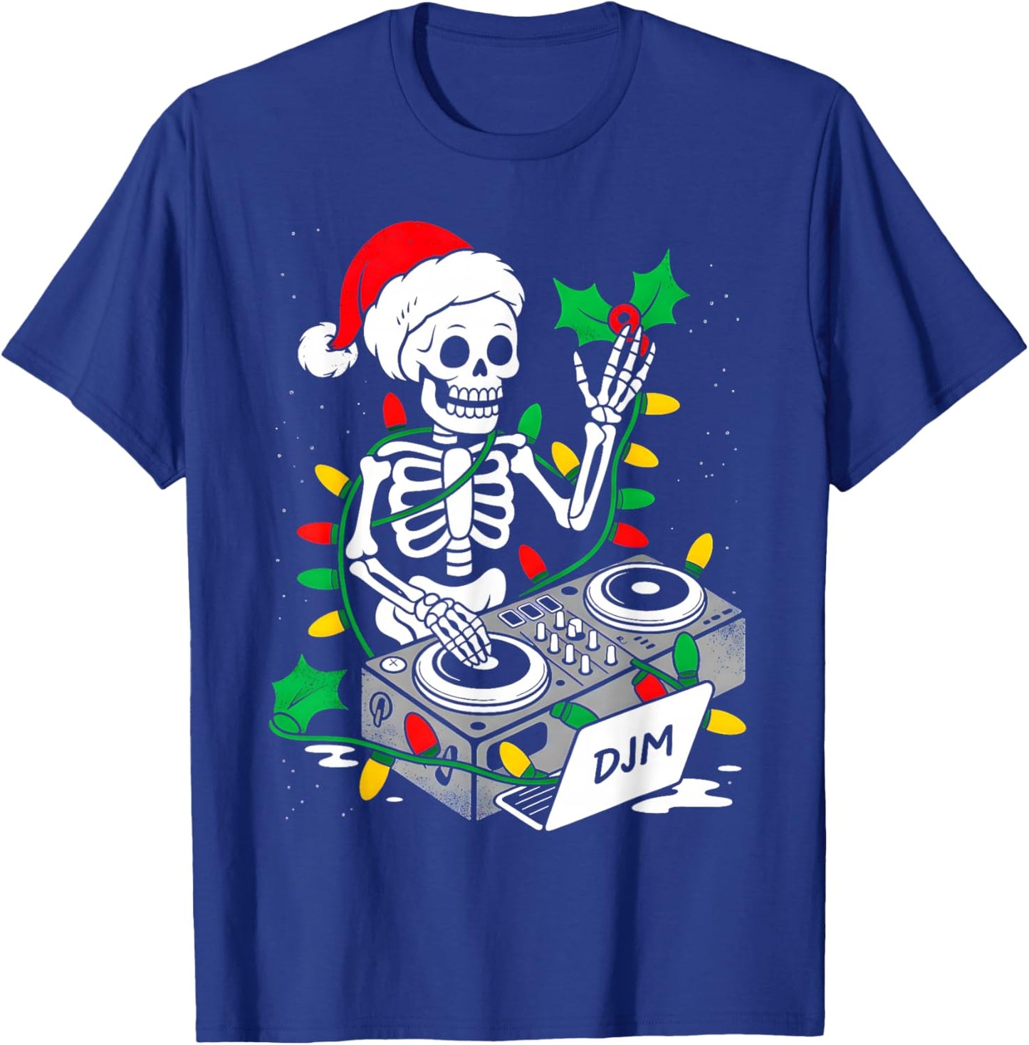 Xmas Santa Skeleton Playing Dj Funny Christmas Boys Kids T-Shirt - T-Shirt | Royal