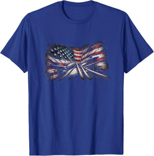 American Flag Drumsticks USA Drummers Vintage Drum Sticks Men T-Shirt - T-Shirt | Royal