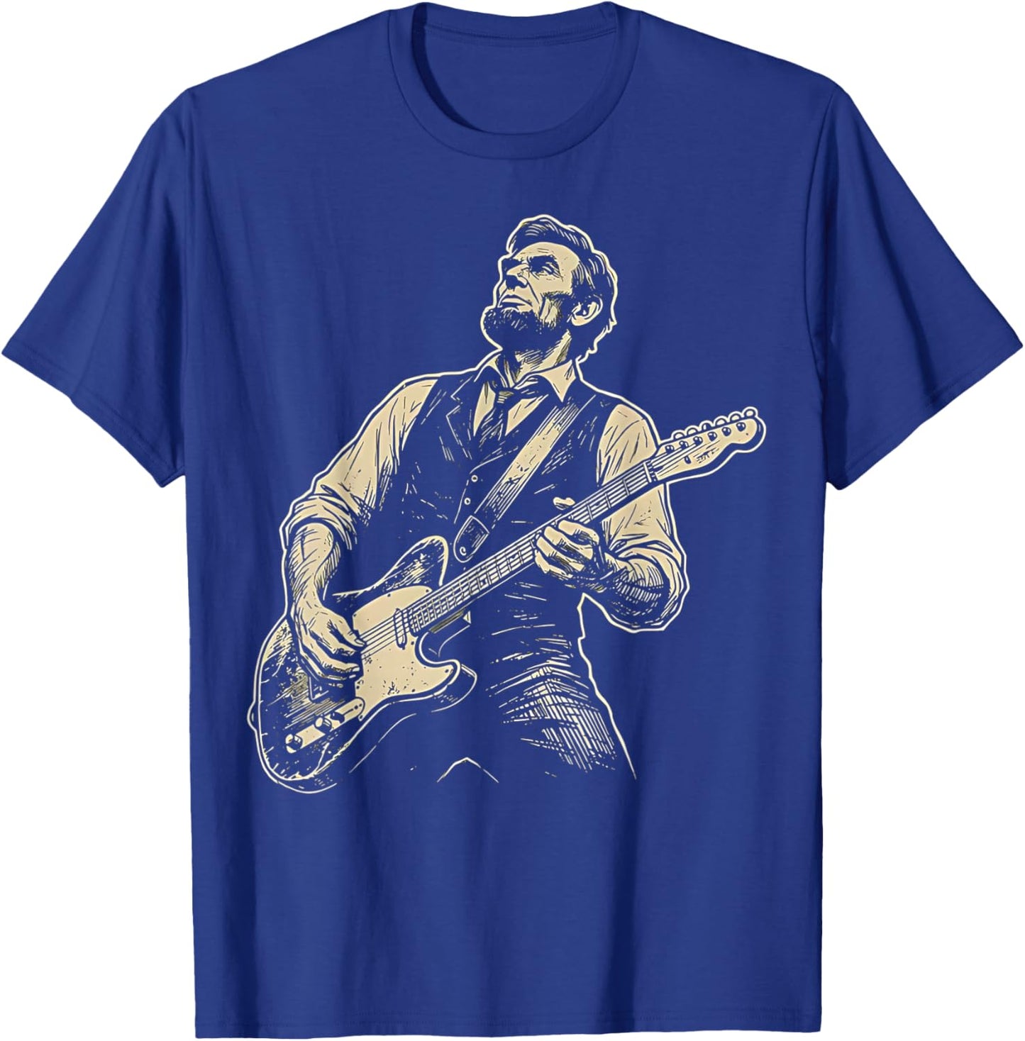 Abraham Lincoln Abe Lincoln Playing Guitar Retro Vintage T-Shirt - T-Shirt | Royal