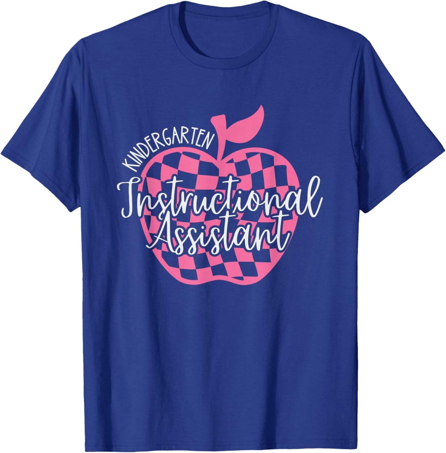 Retro Kindergarten Instructional Assistant Apple Teacher Men Women Kids T-Shirt - T-Shirt | Royal