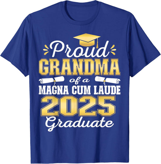 Proud Grandma 2025 Magna Cum Laude Class 2025 Graduate T-Shirt - T-Shirt | Royal