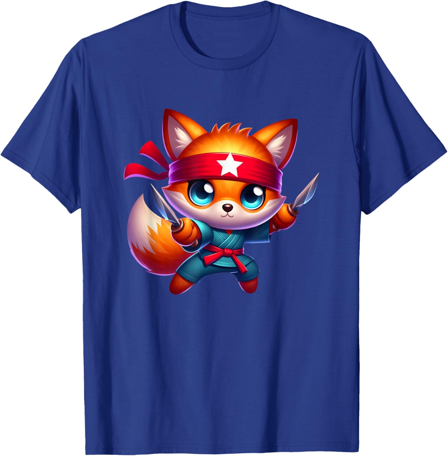 Ninja Fox Star Red Headband Karate T-Shirt - T-Shirt | Royal