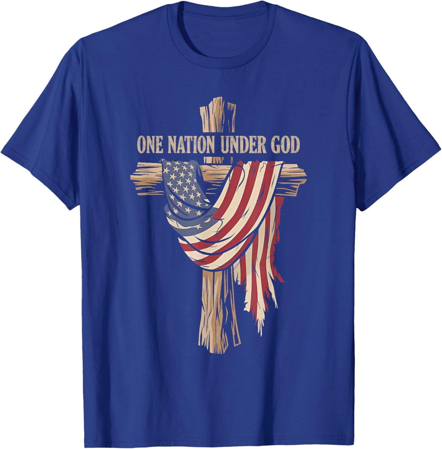One Nation Under God Christian Jesus American 4th of July T-Shirt - T-Shirt | Royal