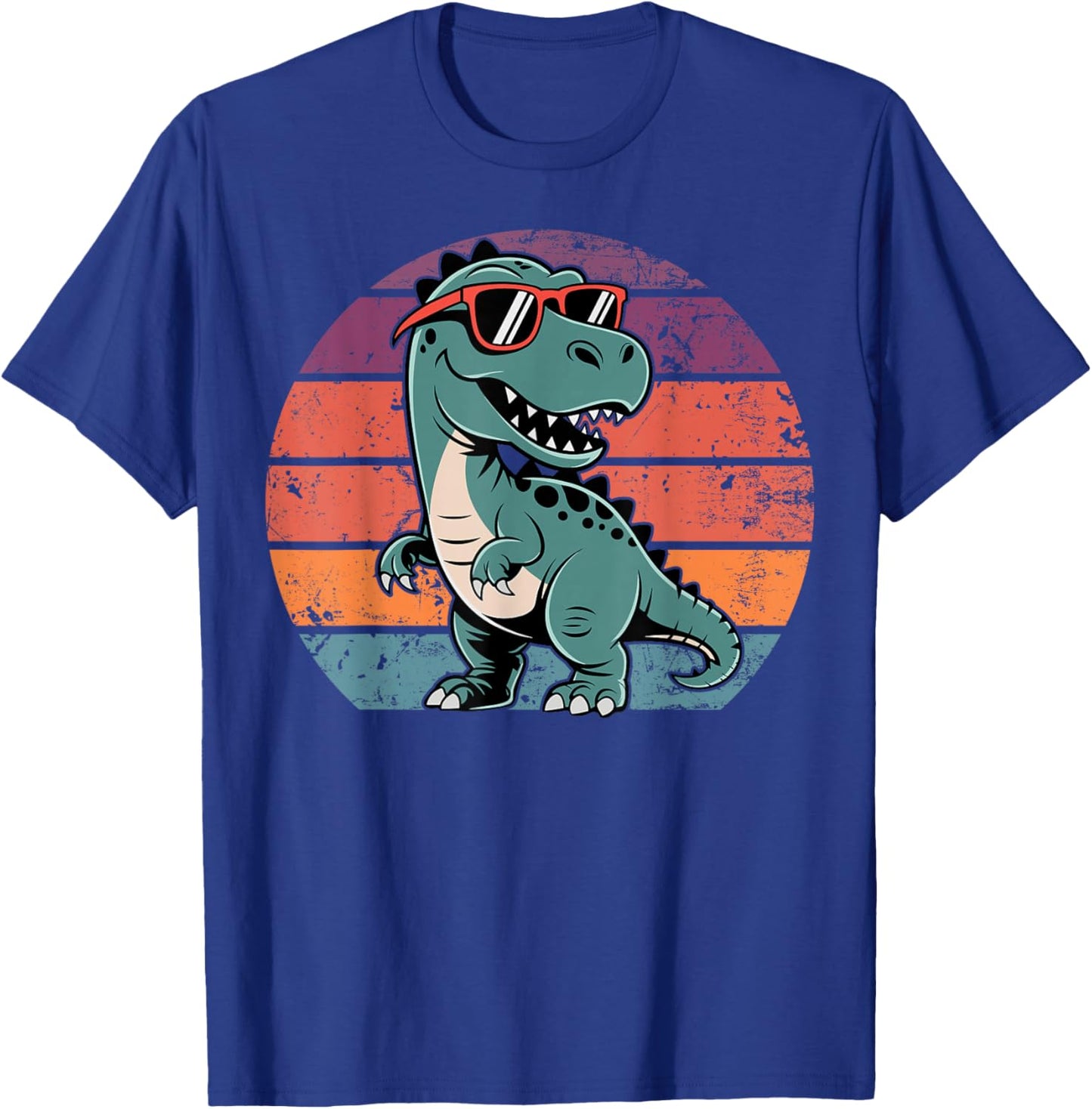 Retro Trex Dinosaur Dino Wearing Sunglasses Funny Graphic T-Shirt - T-Shirt | Royal