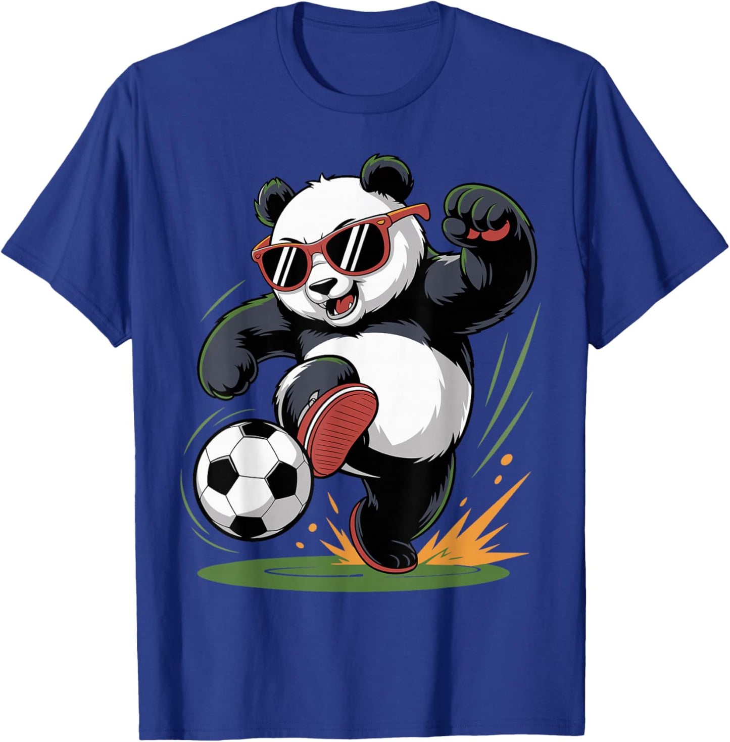Funny Panda Playing Soccer Graphic Animal Sport Ball Lovers T-Shirt - T-Shirt | Royal
