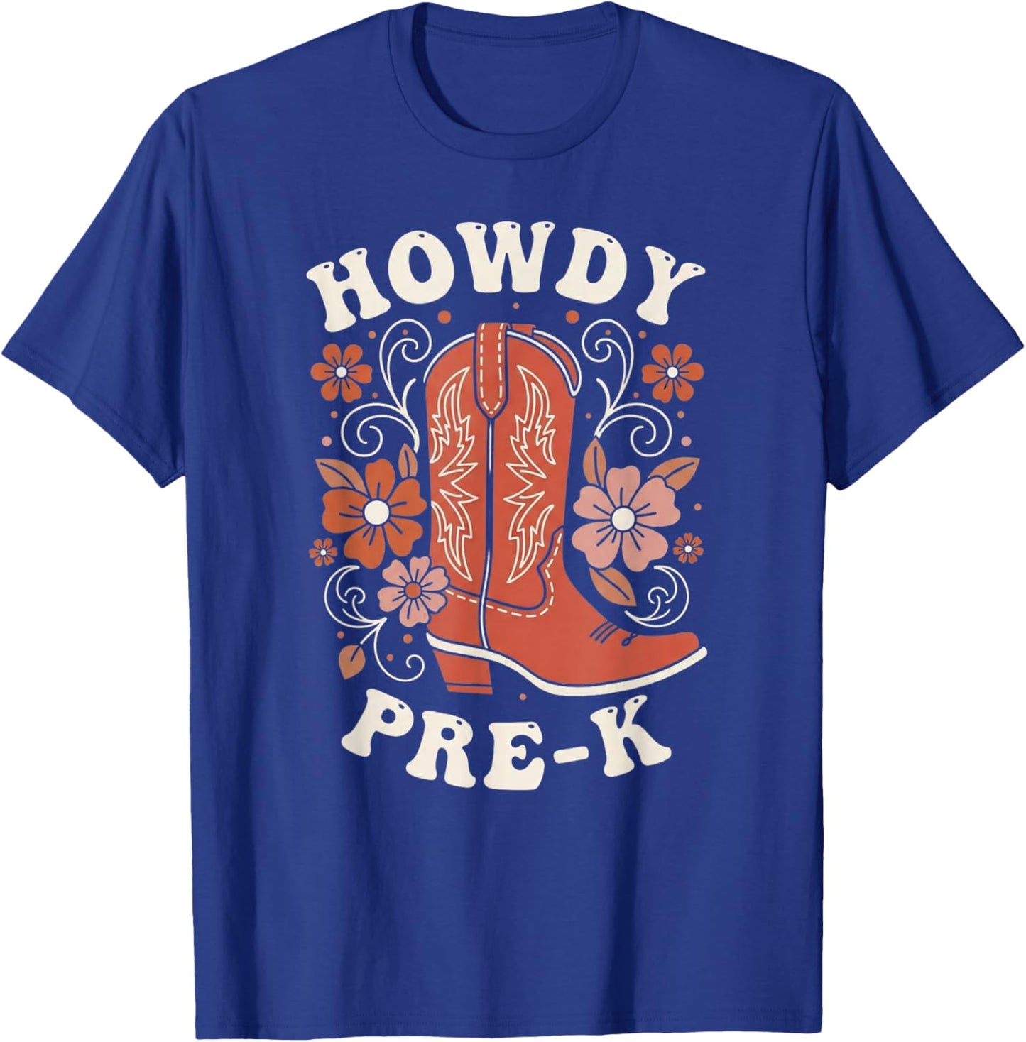 Howdy Pre K Western Cowboy Boot Teacher Design T-Shirt - T-Shirt | Royal