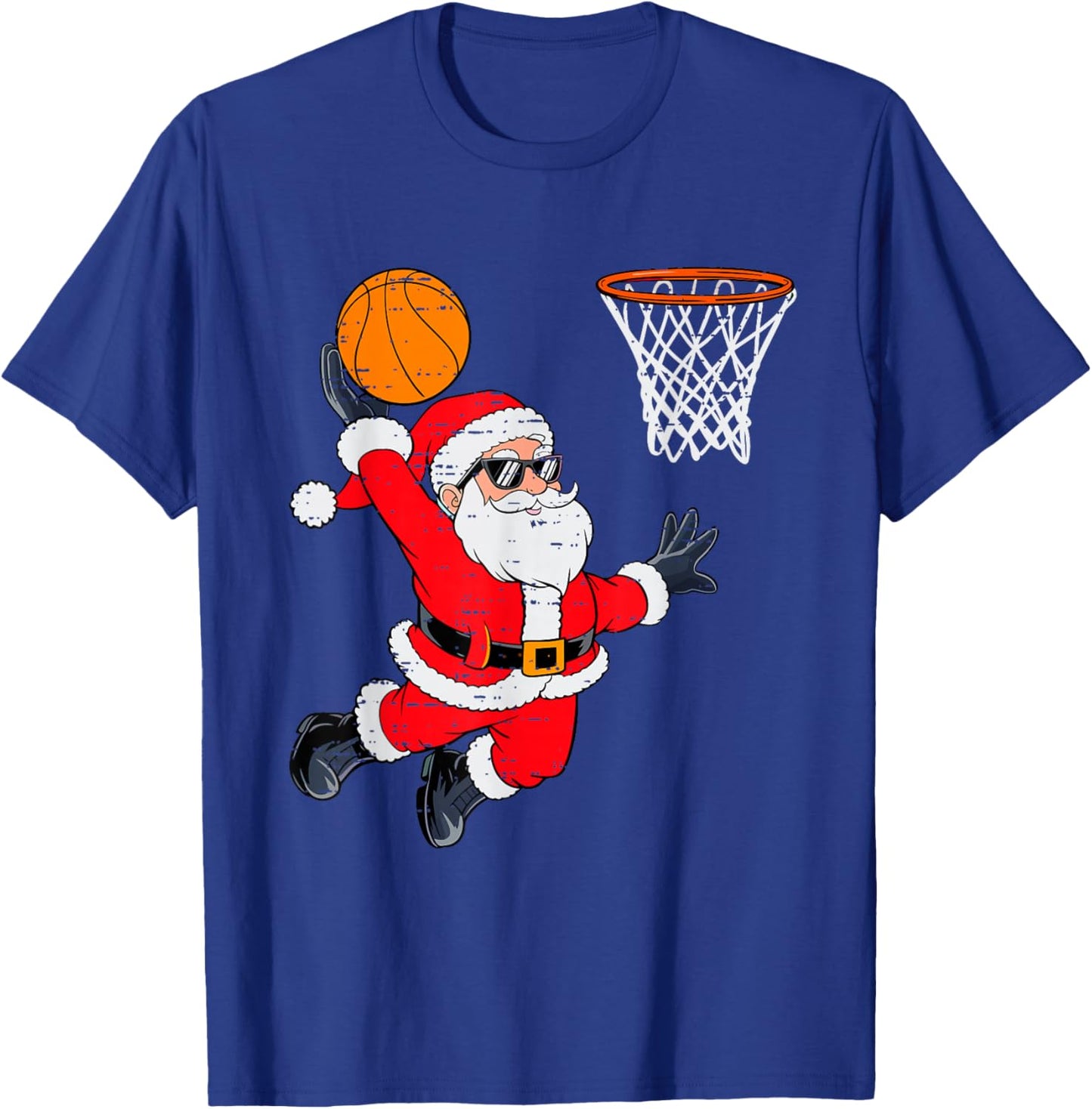 Funny Santa Dunking Basketball Christmas Xmas Boys Kids T-Shirt - T-Shirt | Royal