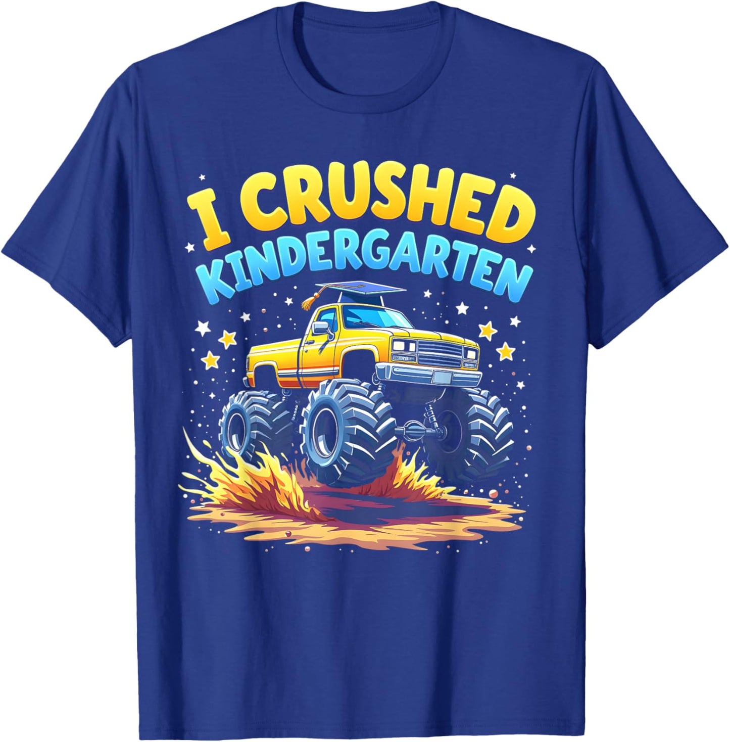 I Crushed Kindergarten Monster Truck Graduation Boys Kids T-Shirt - T-Shirt | Royal