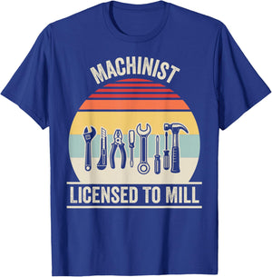 Machinist Licensed to Mill Retro Tools T-Shirt - T-Shirt | Royal