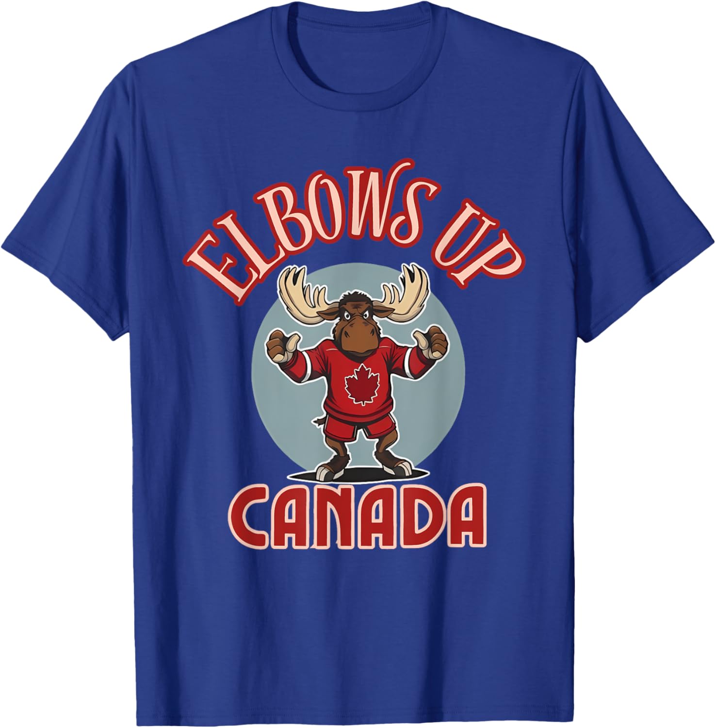 Elbows Up Canada Defiant Moose Canada Hockey Jersey T-Shirt - T-Shirt | Royal