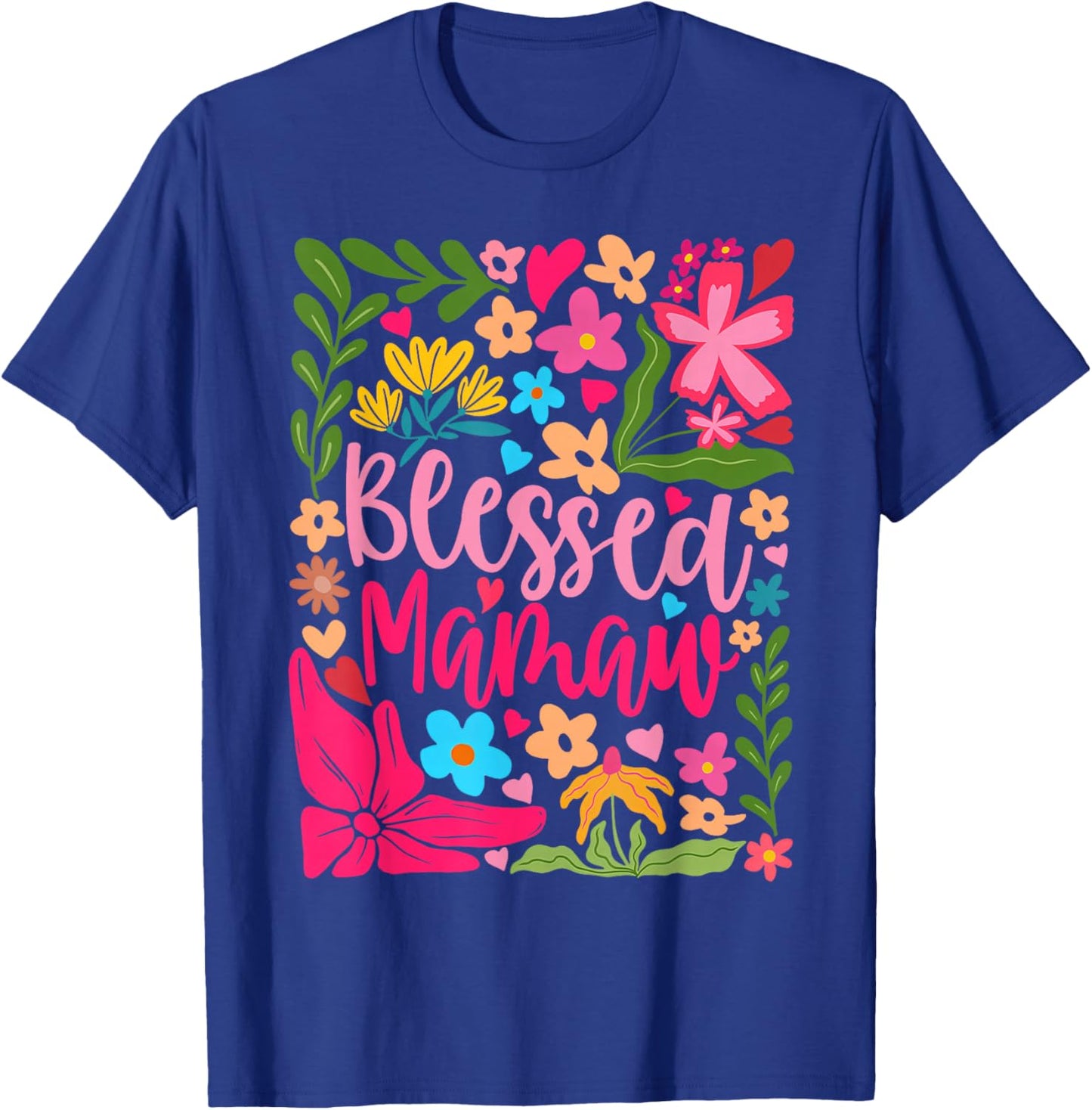 Blessed Mamaw Retro Boho Flowers Floral Mother's Day T-Shirt - T-Shirt | Royal