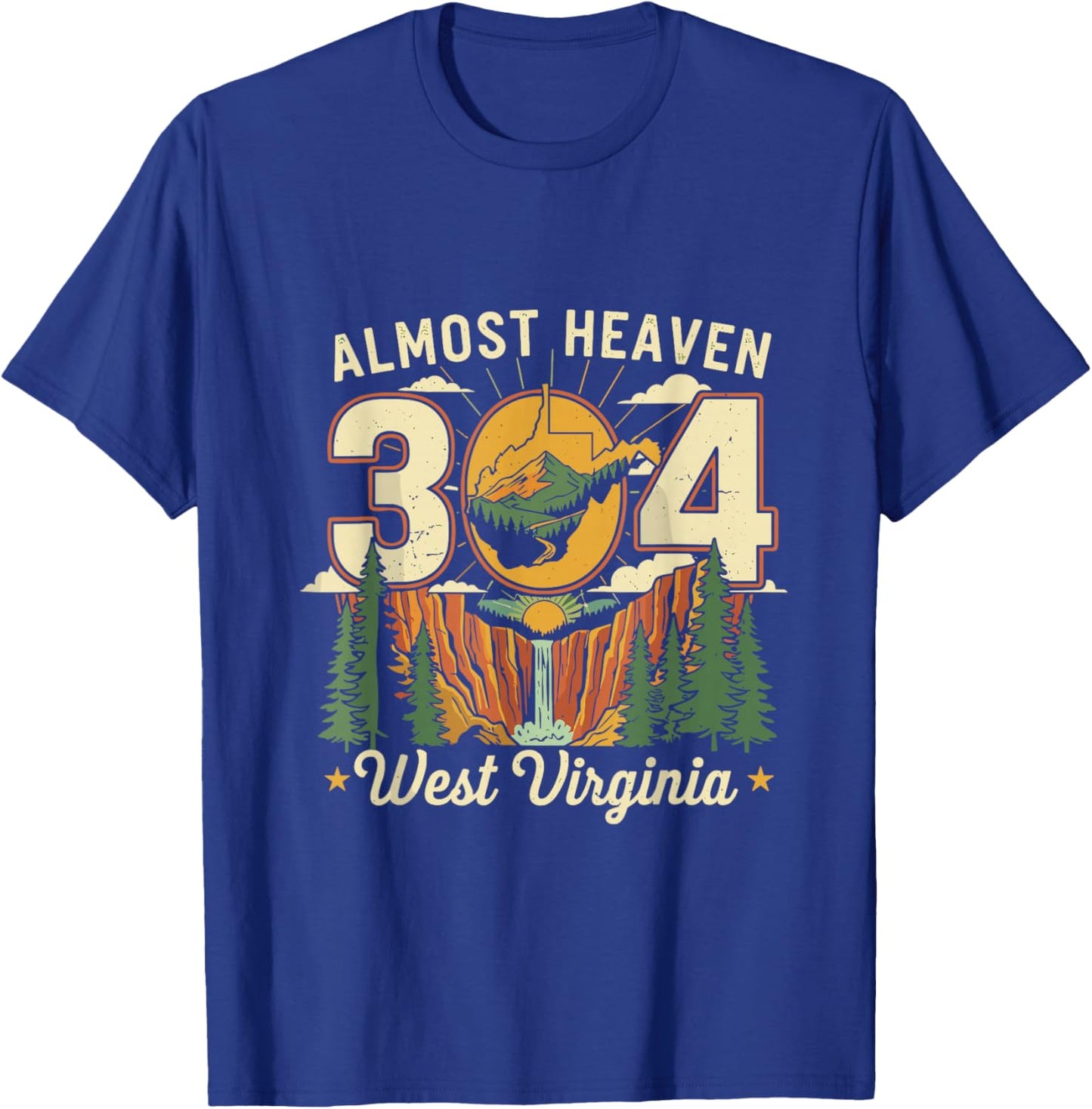 Almost Heaven 304 West Virginia Map Pride Gift T-Shirt - T-Shirt | Royal