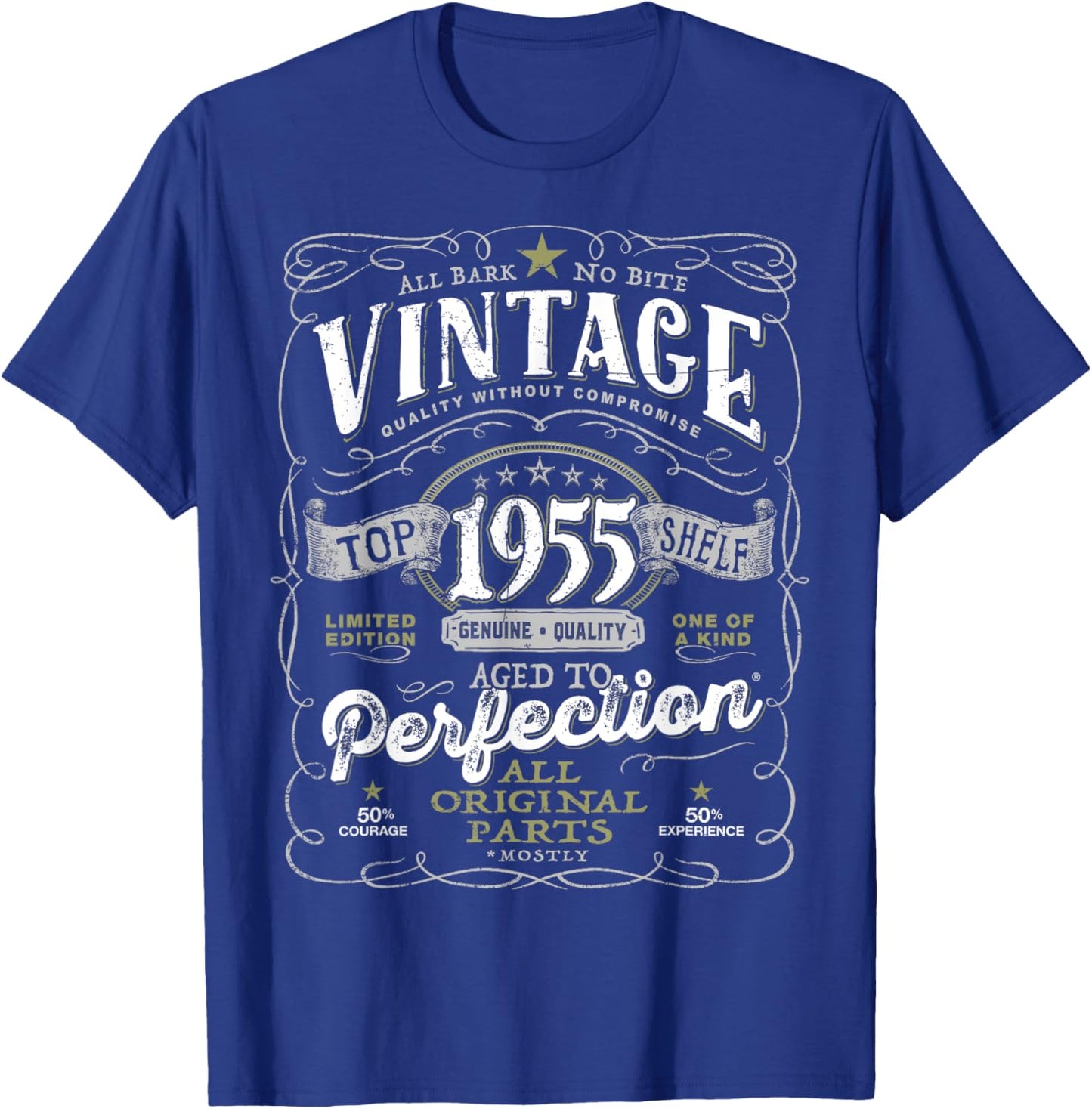 70th Birthday Vintage 1955 Original Parts Mostly T-Shirt - T-Shirt | Royal