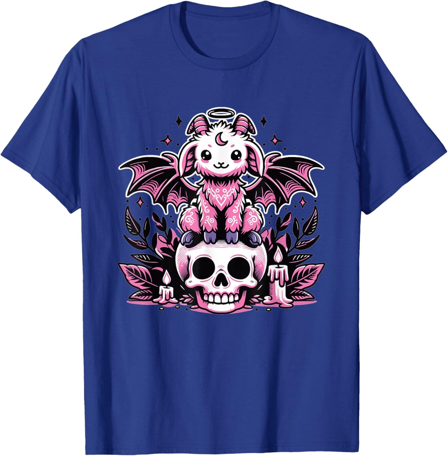Kawaii Pastel Goth Cute Creepy Goat Bat Skeleton T-Shirt - T-Shirt | Royal