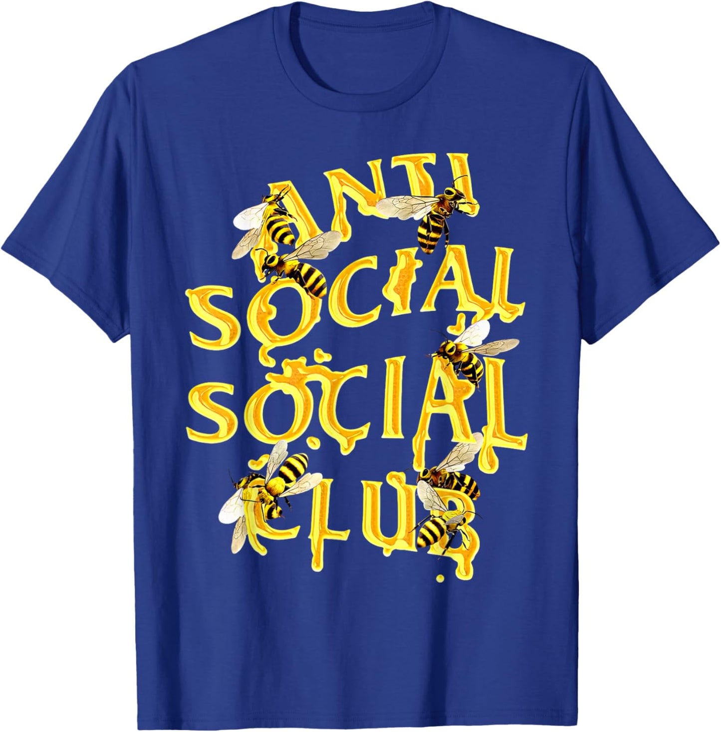 Retro Anti Social Club Bees Funny Introvert Women Men T-Shirt - T-Shirt | Royal