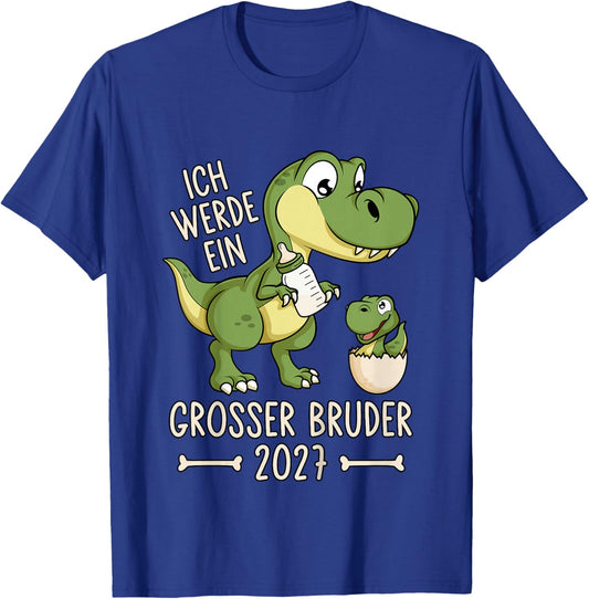 Kinder Geschwister Baby Dino Ich werde EIN großer Bruder 2027 T-Shirt - T-Shirt | Royal