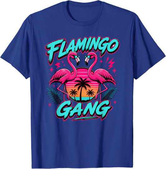 Funny Humor Flamingo Gang Summer Beach Vacation Party Outfit T-Shirt - T-Shirt | Royal