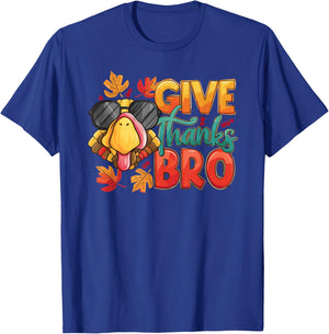 Give Thanks Bro Thanksgiving Toddler Kids Girls Boys Turkey T-Shirt - T-Shirt | Royal