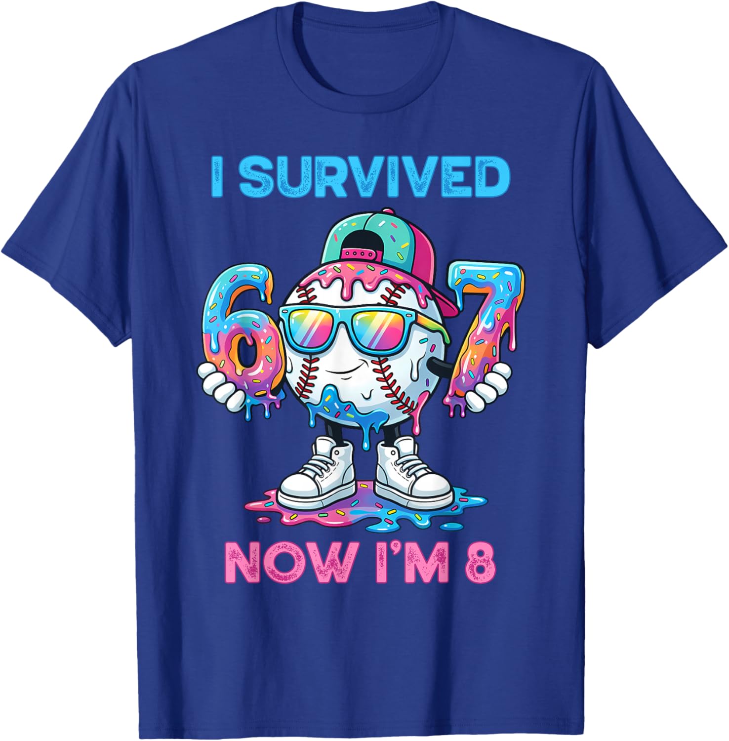 I Survived 67 Now I'm 8 Years Old Baseball Boys Sport Kids T-Shirt - T-Shirt | Royal