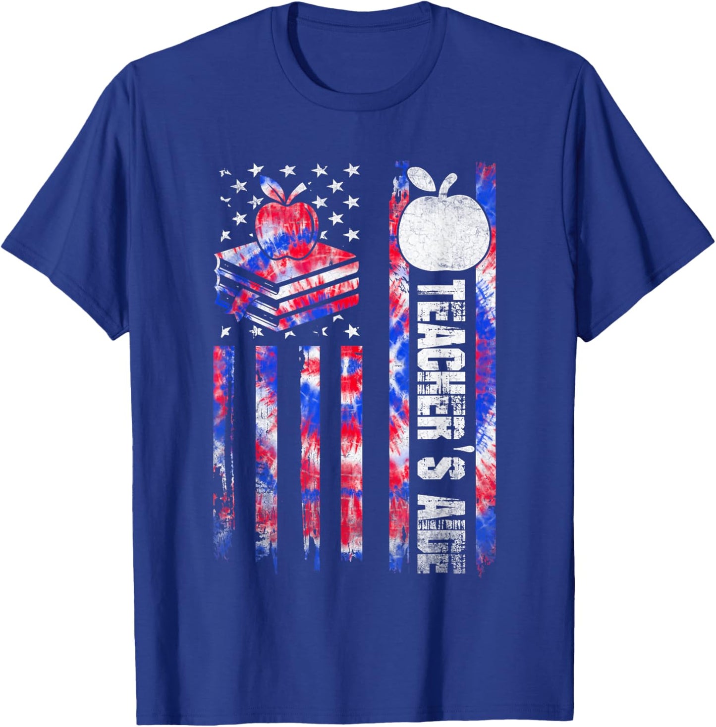 Red White Blue Tie Dye USA Flag Teacher's Aide 4th of July T-Shirt - T-Shirt | Royal