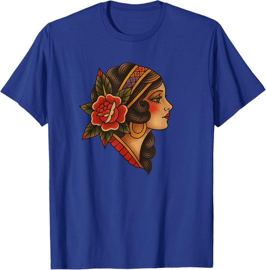 Vintage Traditional Tattoo Woman T-Shirt - T-Shirt | Royal