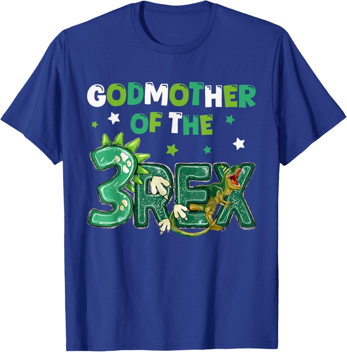 Godmother of the Three Rex Birthday Dinosaur Family Matching T-Shirt - T-Shirt | Royal