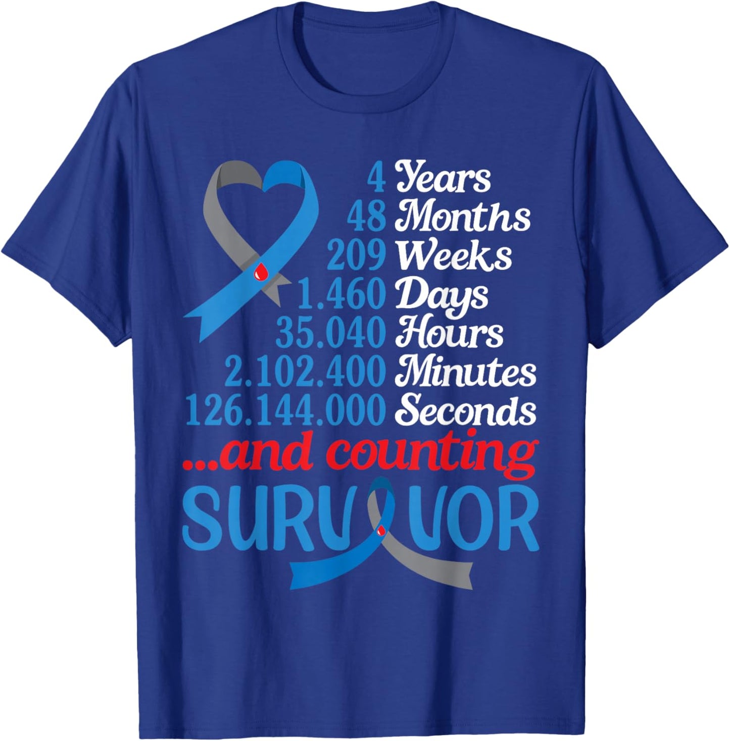 4 Years 48 Months 209 Weeks Diabetes and Counting Survivor T-Shirt - T-Shirt | Royal