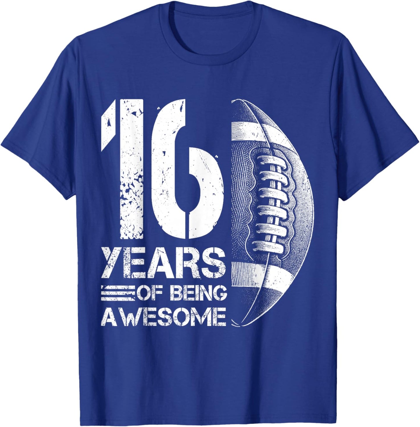 16th Birthday Retro American Football 16 Years Old Boy Girl T-Shirt - T-Shirt | Royal
