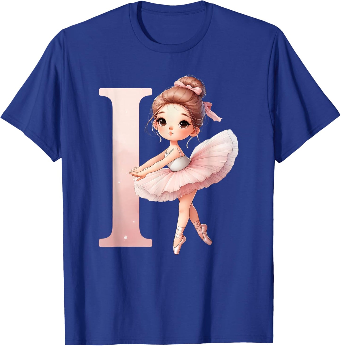 Ballerina Girl Dancing Name First Letter I Girly Tutu Ballet T-Shirt - T-Shirt | Royal