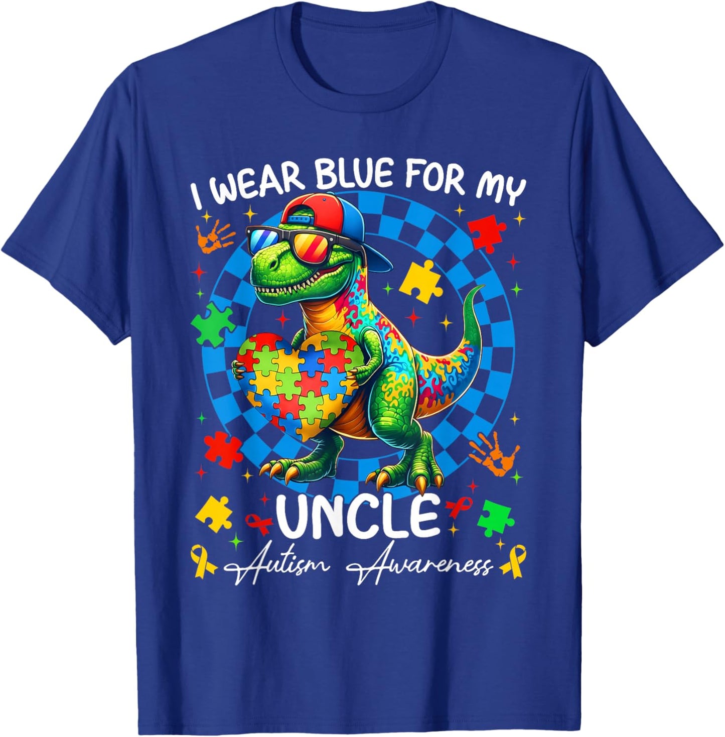 I Wear Blue for My Uncle Pride Autism Awareness Boy Girl T-Shirt - T-Shirt | Royal