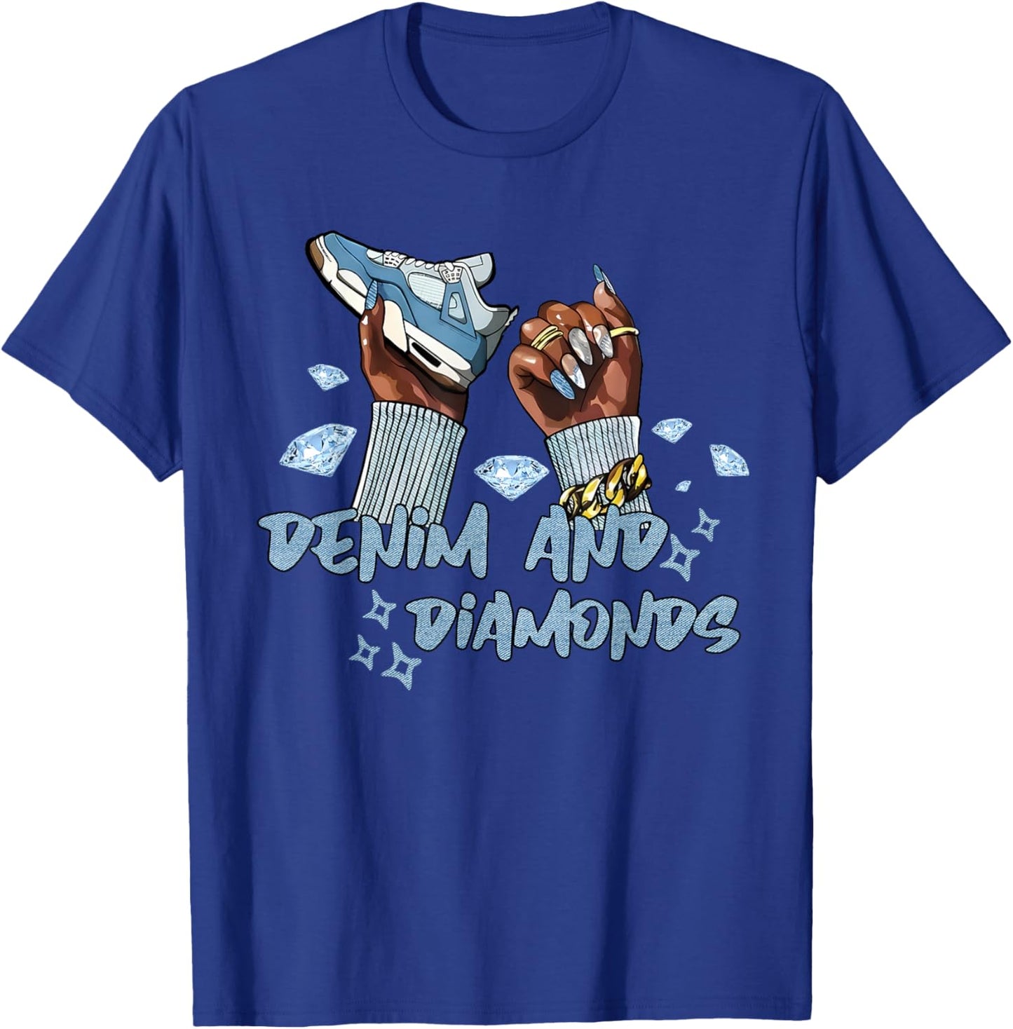Vintage Denim and Diamonds African American Black Girl Women T-Shirt - T-Shirt | Royal