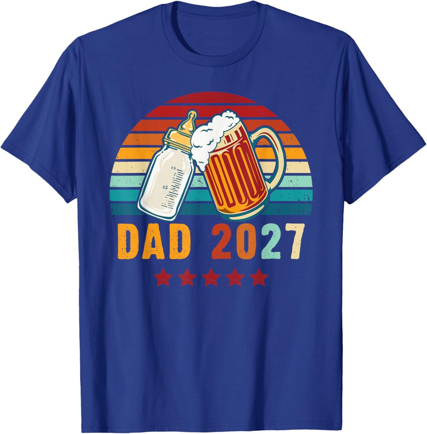 Future Dad 2027 Funny Daddy Reveal with Baby Bottle and Mug T-Shirt - T-Shirt | Royal