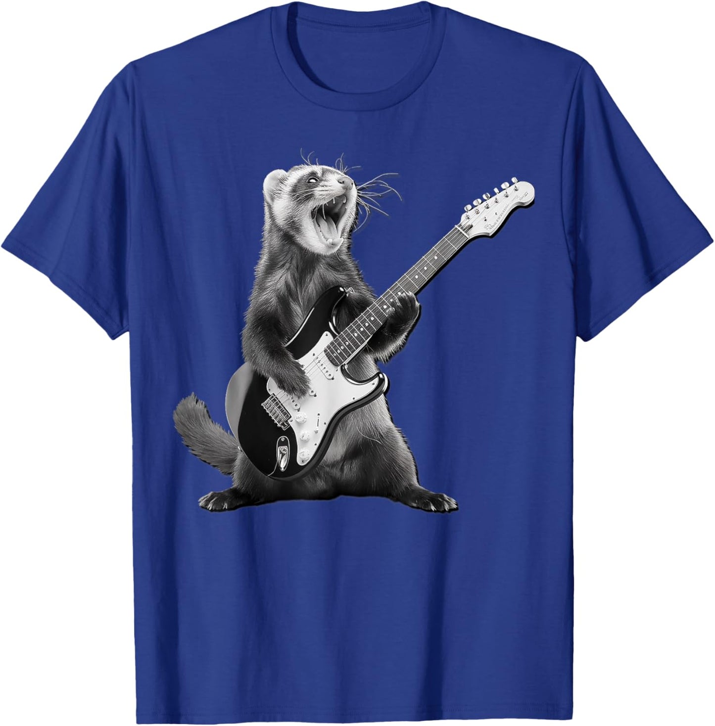 Ferret Playing Guitar Rock and Roll Gifts Women Kid T-Shirt - T-Shirt | Royal