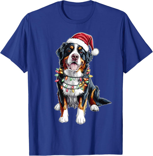 Cute Bernese Mountain Dog Christmas Hat Xmas T-Shirt - T-Shirt | Royal