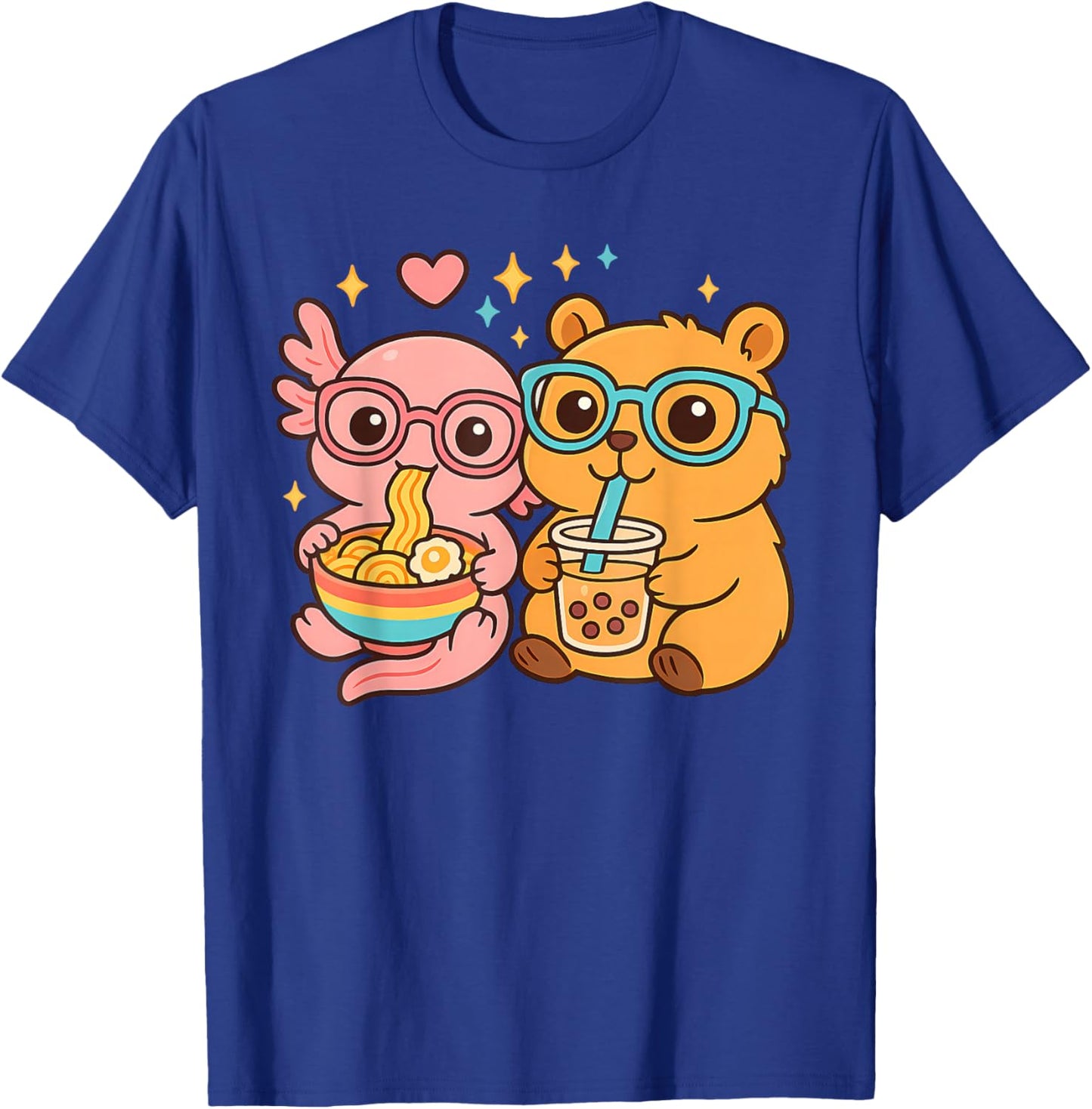 Cute Capybara Axolotl Kawaii Anime y2k Boba Kids Capibara T-Shirt - T-Shirt | Royal