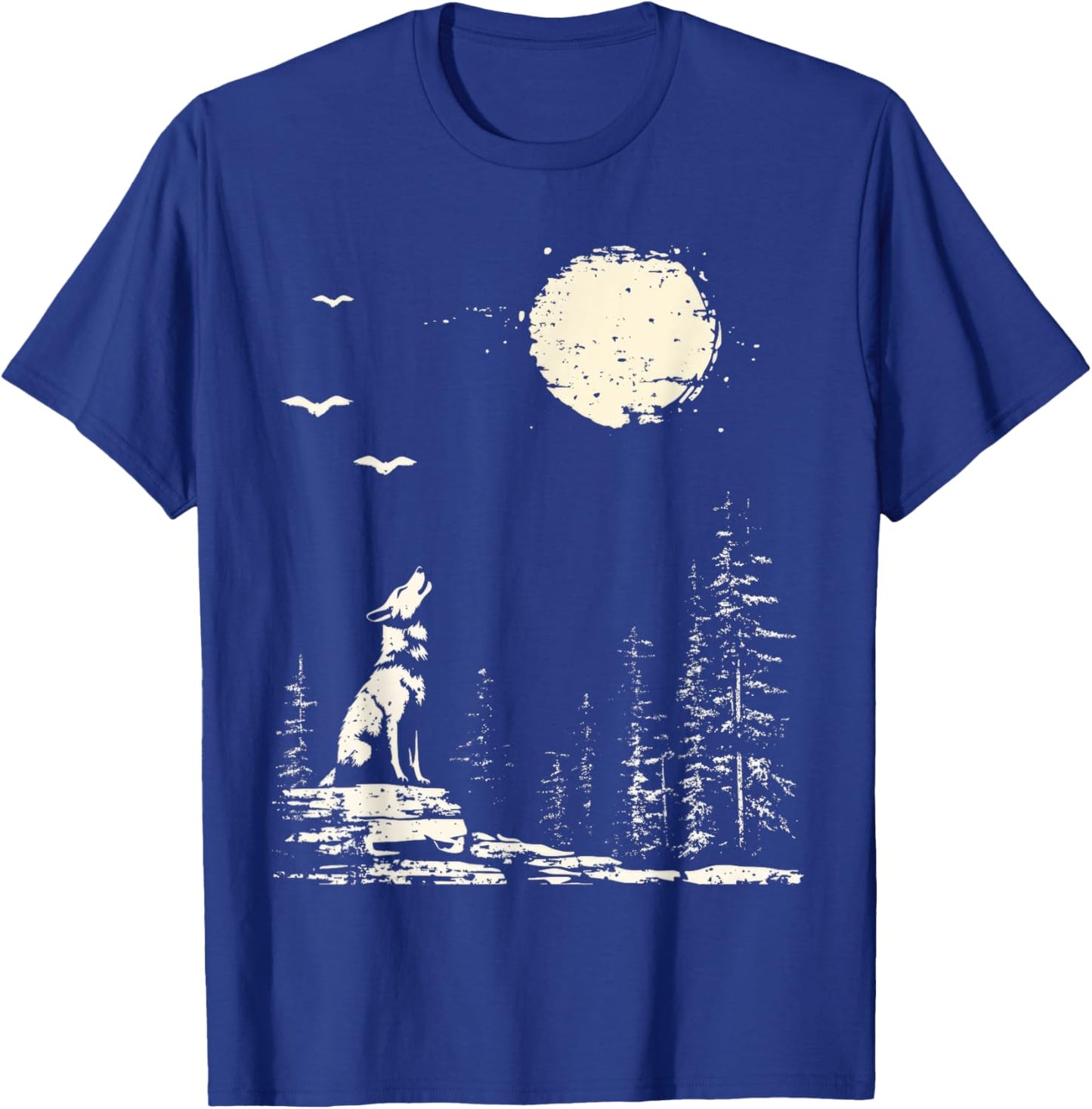 Wolf Forest Nature Wolf And Moon Wildlife T-Shirt - T-Shirt | Royal