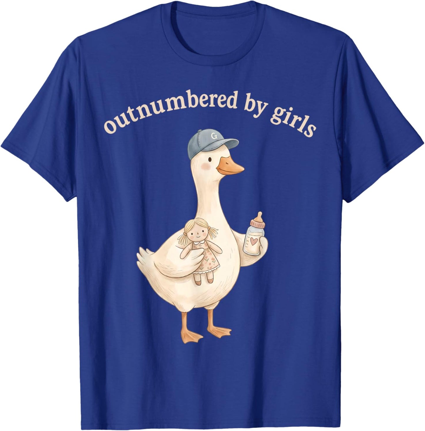 Outnumbered By Girls Funny Dad Goose Family Life T-Shirt - T-Shirt | Royal