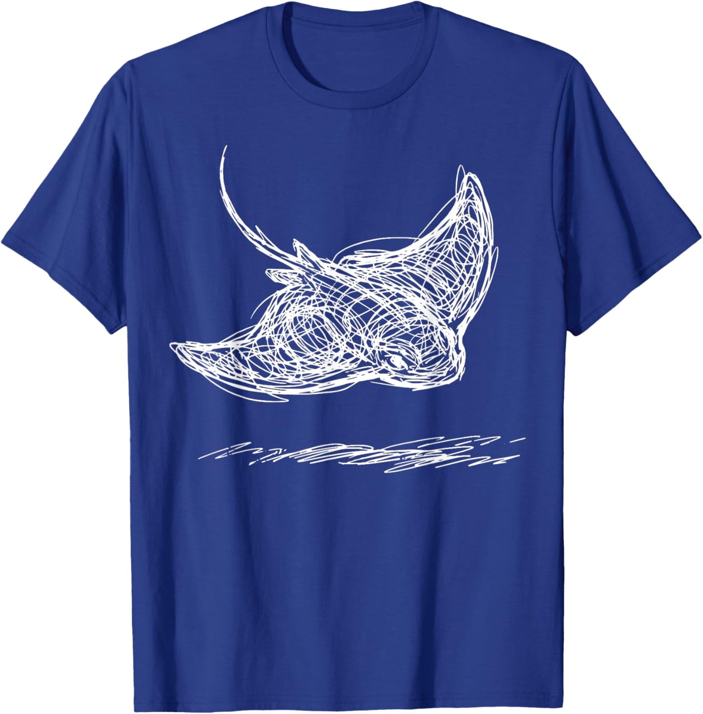 Stingray Line Art Sting Ray Scuba Diver Snorkeler T-Shirt - T-Shirt | Royal