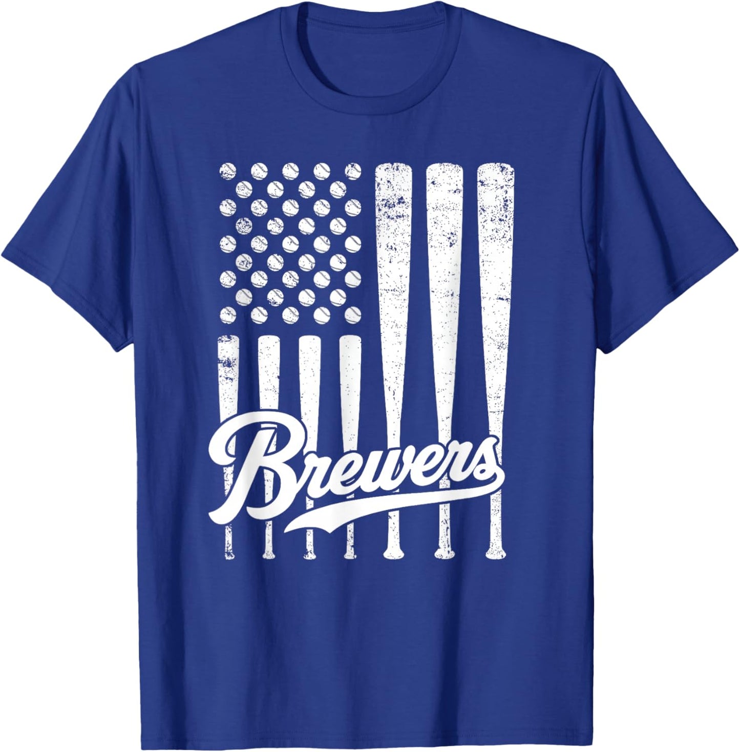 Vintage Brewers Baseball American US Flag Women Kids T-Shirt - T-Shirt | Royal
