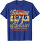 Vintage Cadeau Anniversaire 50 Ans pour Né en Février 1976 T-Shirt - T-Shirt | Royal