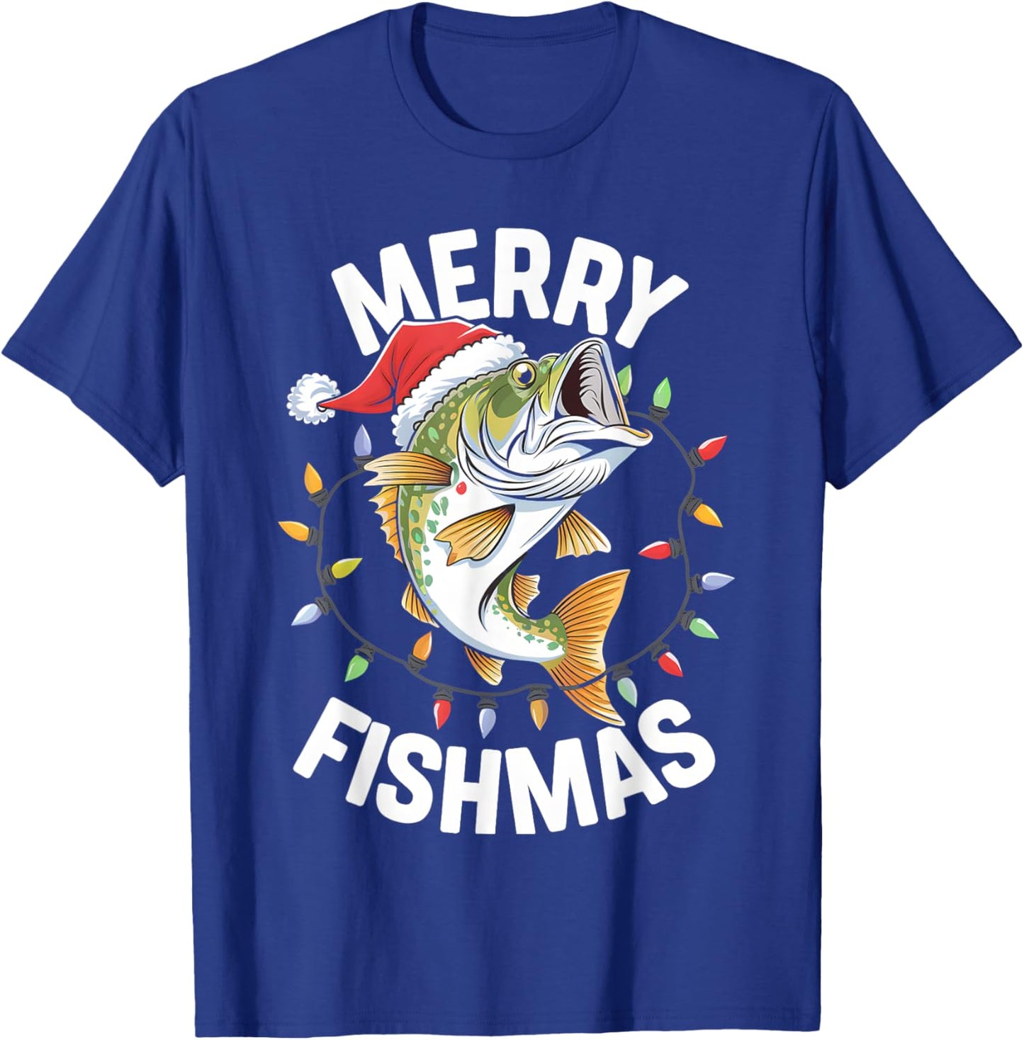 Merry Fishmas Santa Fishing Lovers Funny Fisherman Christmas T-Shirt - T-Shirt | Royal