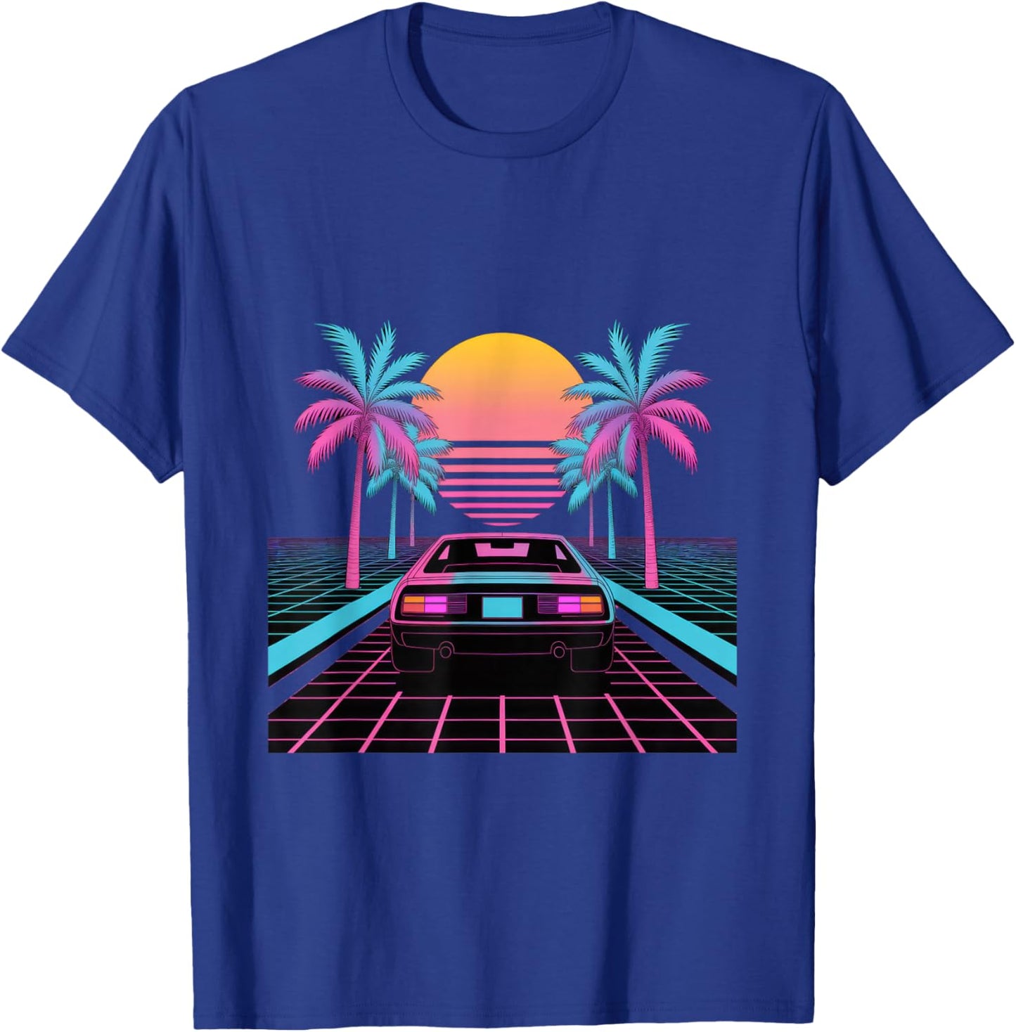 Retro Sunset Car Synthwave Aesthetic T-Shirt - T-Shirt | Royal