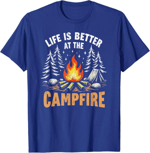 Life Is Better At The Campfire Funny Camper Camping Camp T-Shirt - T-Shirt | Royal