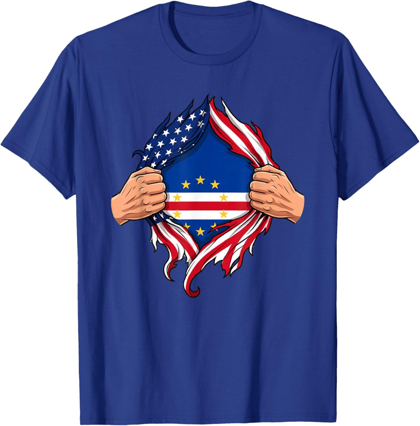 Cape Verdean American Flag Pride Heritage Patriotic T-Shirt - T-Shirt | Royal